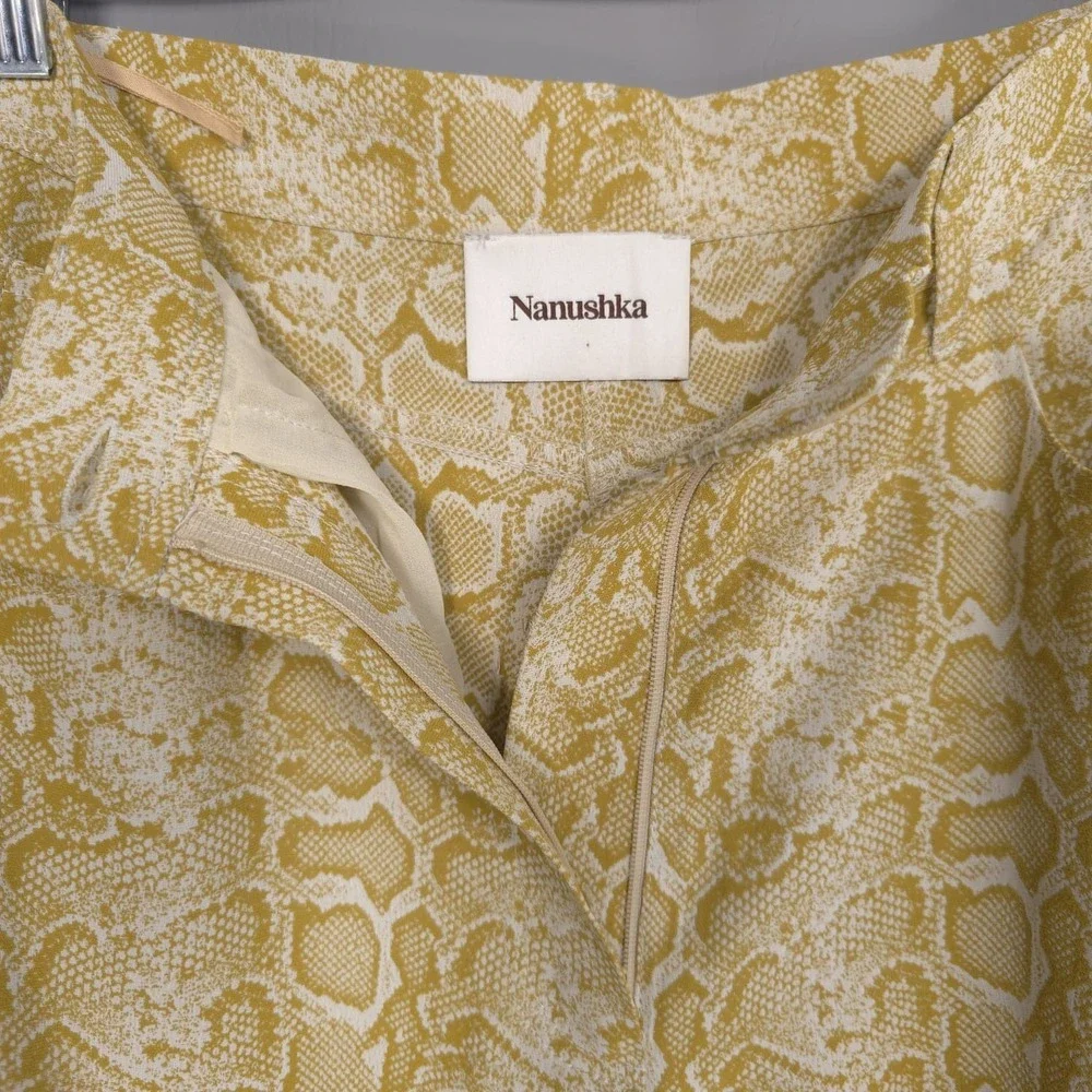 NANUSHKA Women's Wide Leg Snakeskin‎ Pants XS Yellow Relaxed Viscose Trousers